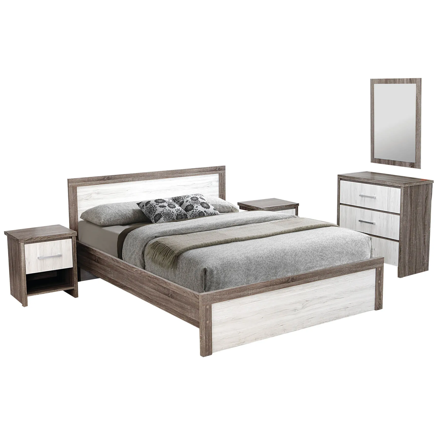 5FT BED-2 N.STAND-CHEST-MIRROR