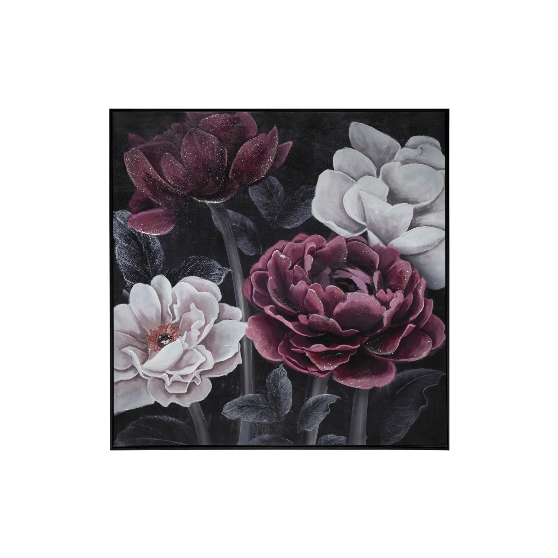 FRAME PAINT BK FLOWEER 58X58