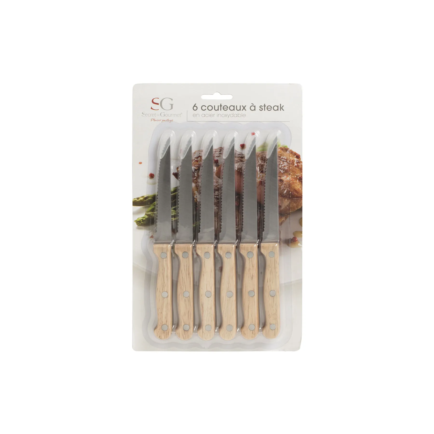 WOODEN STEAK KNIVES X6