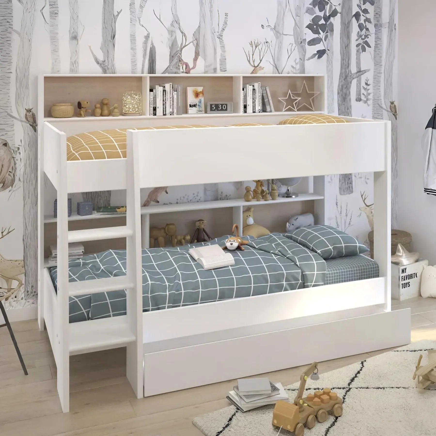 LEO BUNK BED WHITE+SONMA DRWER