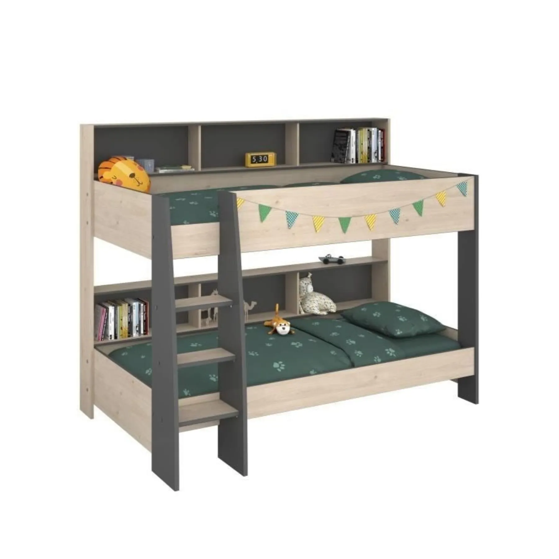 LEO BUNK BED LSNMA+DGREY DRWER