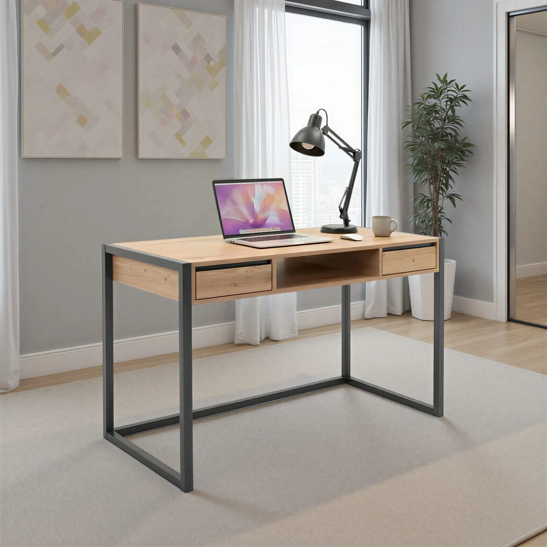 DENVER30 DESK DARK OAK-ANTHR