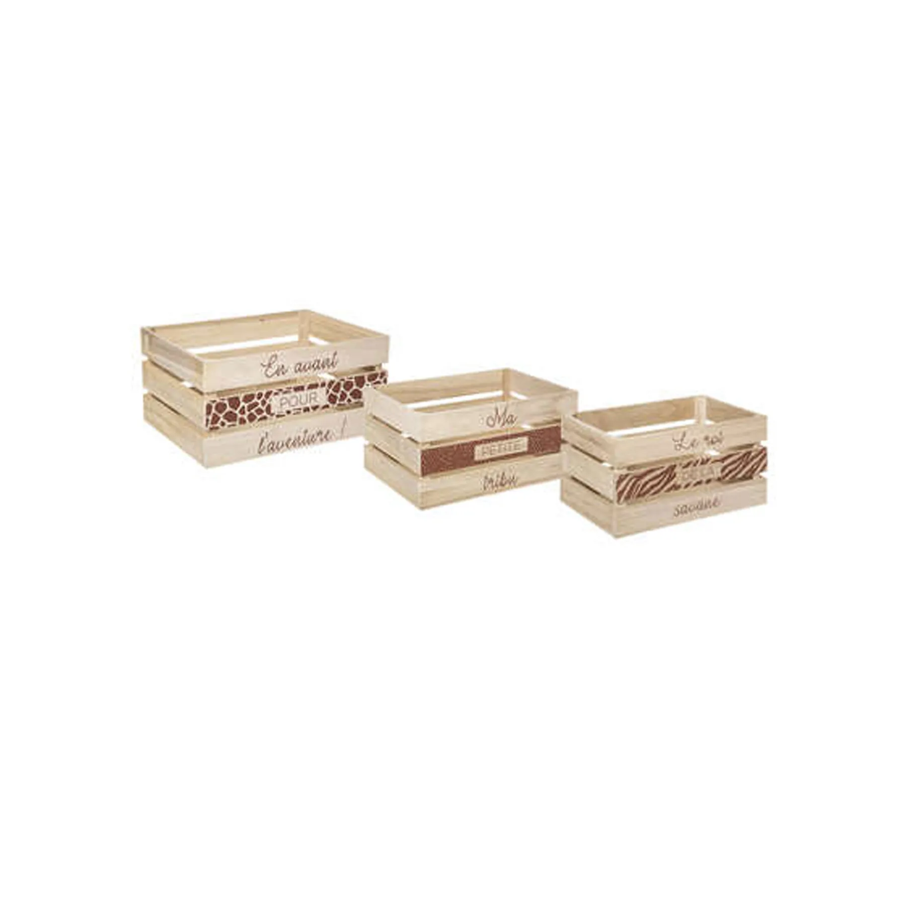 SAFARI WOODEN BOXES X3