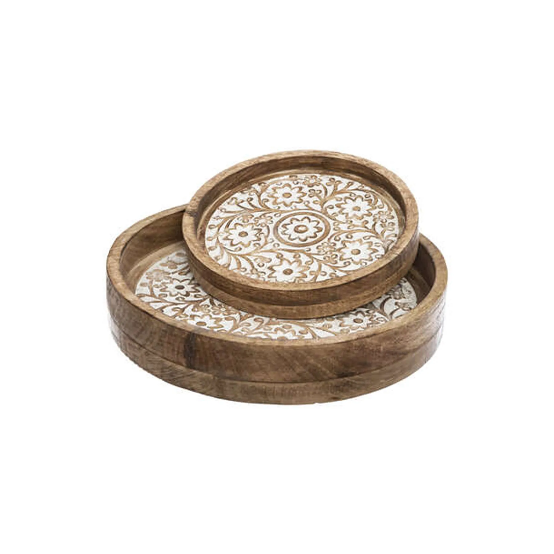 ROUND WOODEN TRAY RITUAL X2