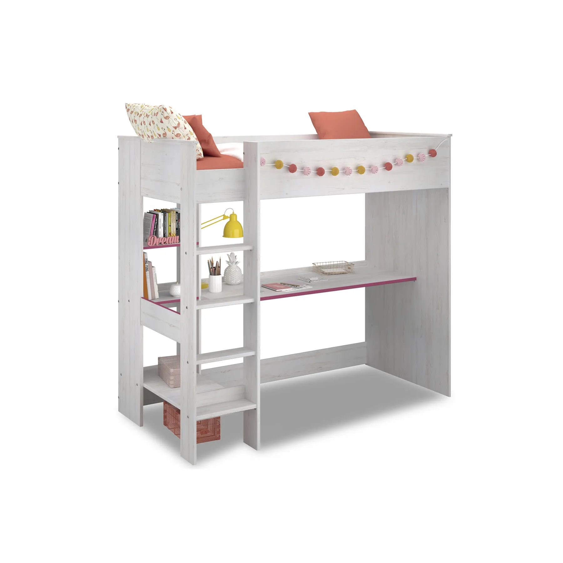 SMOOZY BUNK BED WHTE PINK-BLUE