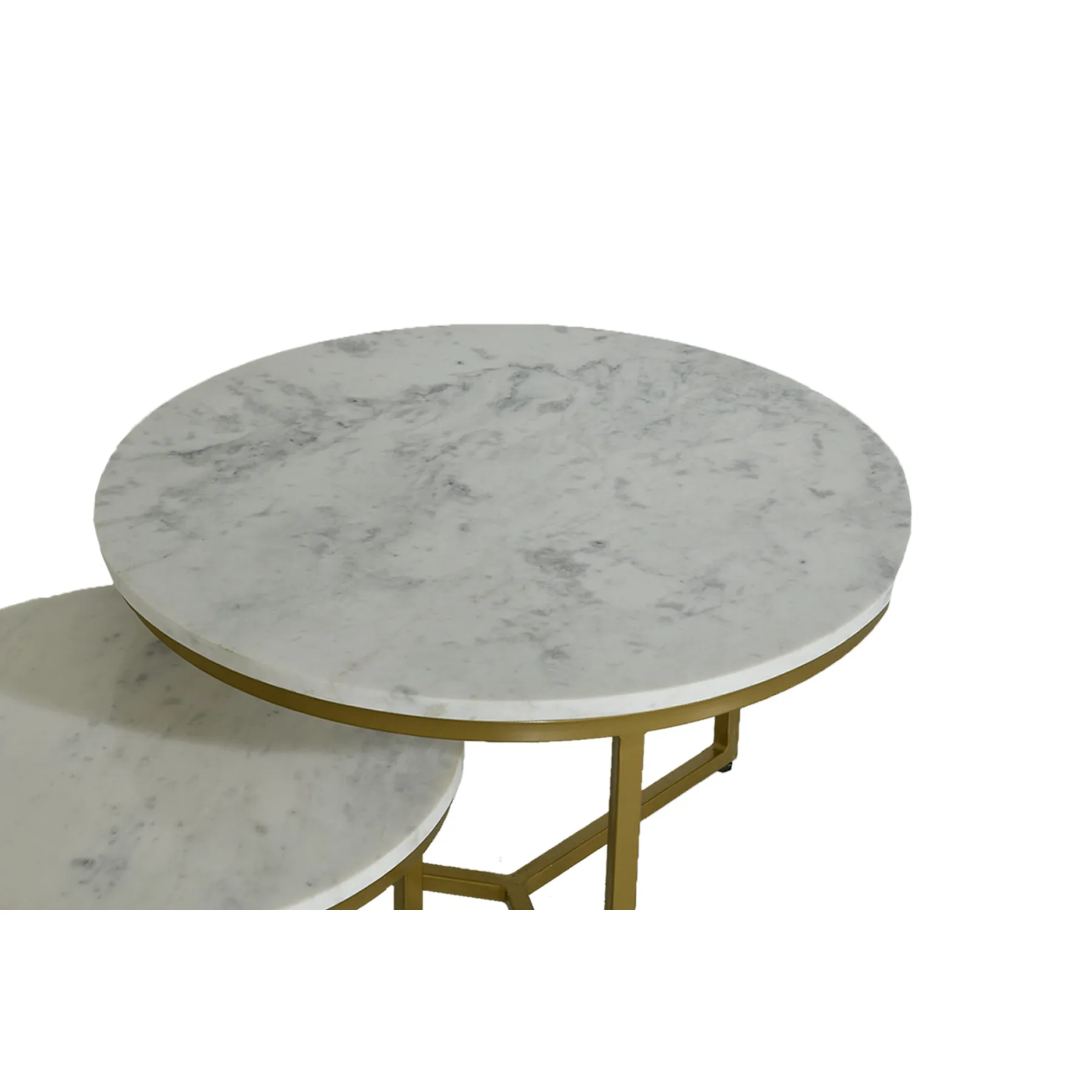 2PCS COFFEE TBL WHITE GOLD LEG