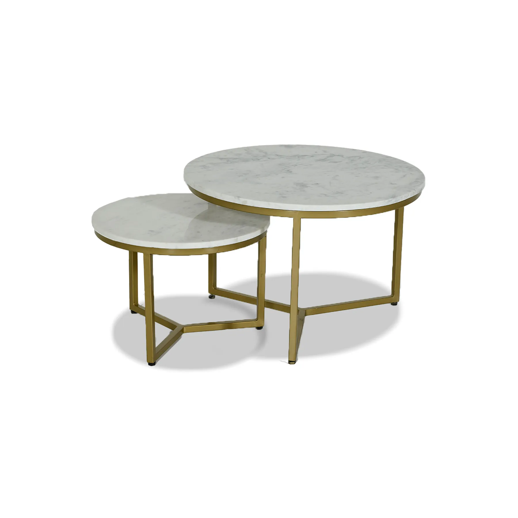 2PCS COFFEE TBL WHITE GOLD LEG