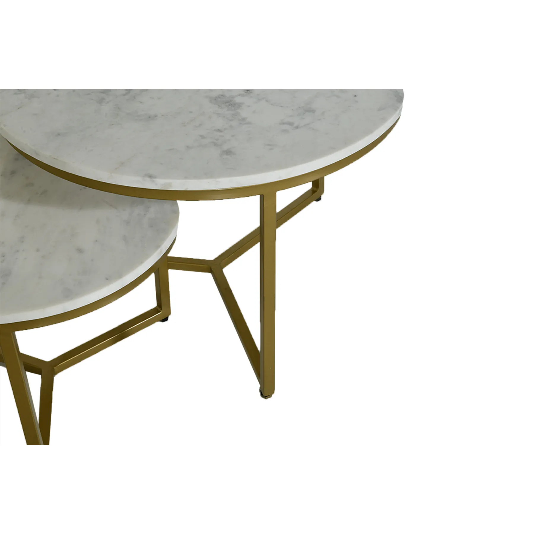 2PCS COFFEE TBL WHITE GOLD LEG