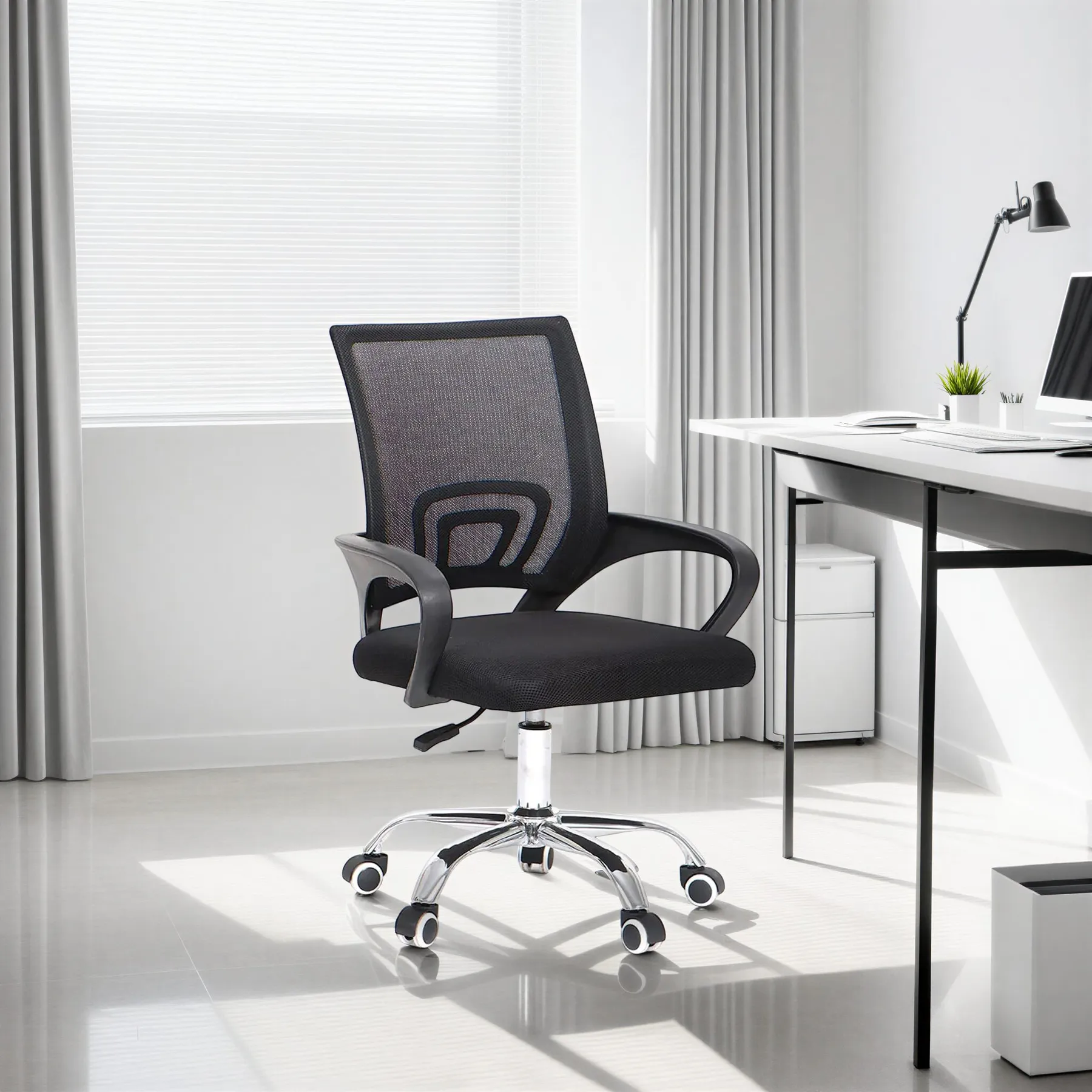 OFFICE CHAIR BLACK-CHROME BASE