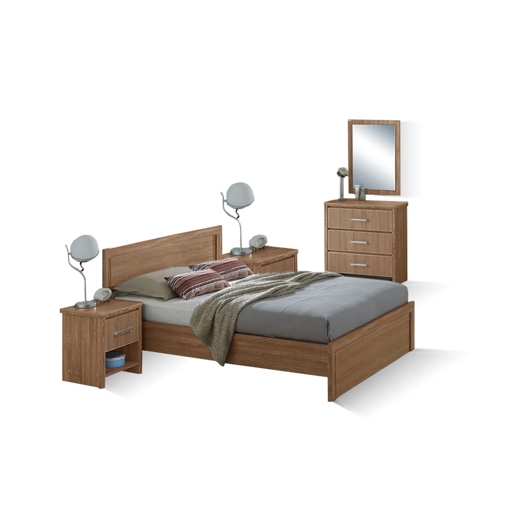 5FT BED-2 N.STND-CHEST-MIR WTN