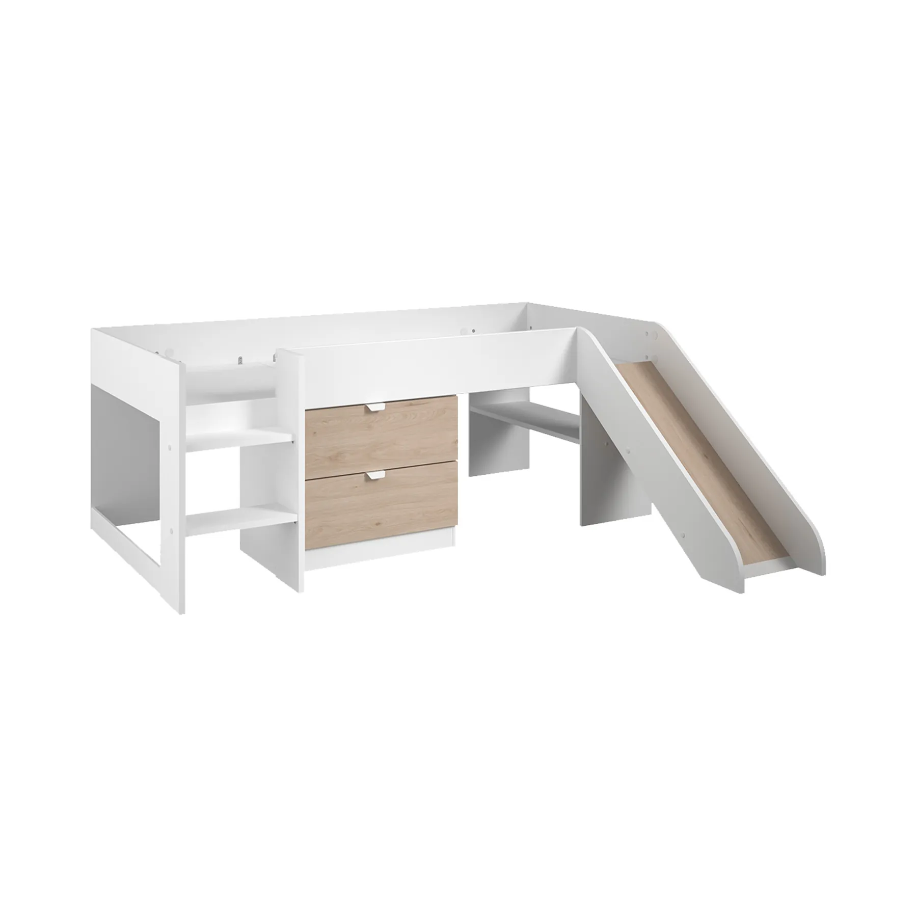 TOBO BUNK BED WHT+JACKSON OAK