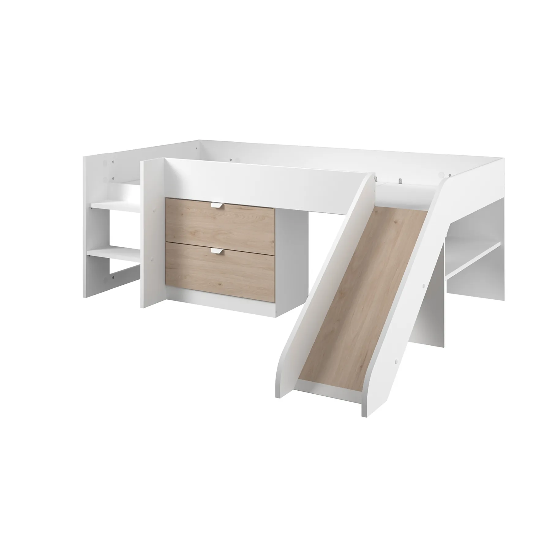 TOBO BUNK BED WHT+JACKSON OAK