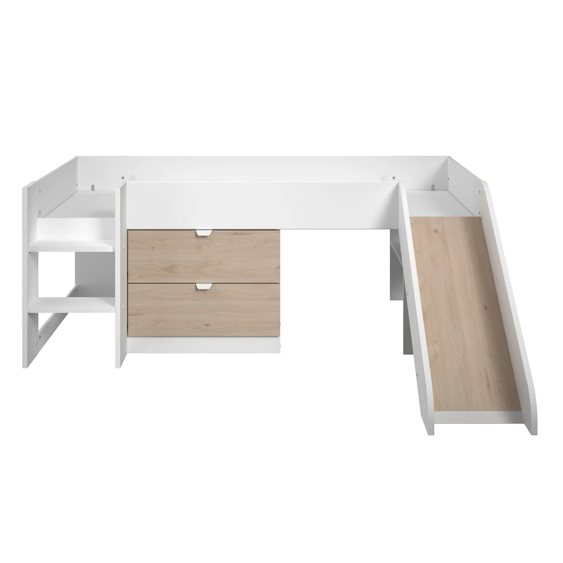 TOBO BUNK BED WHT+JACKSON OAK