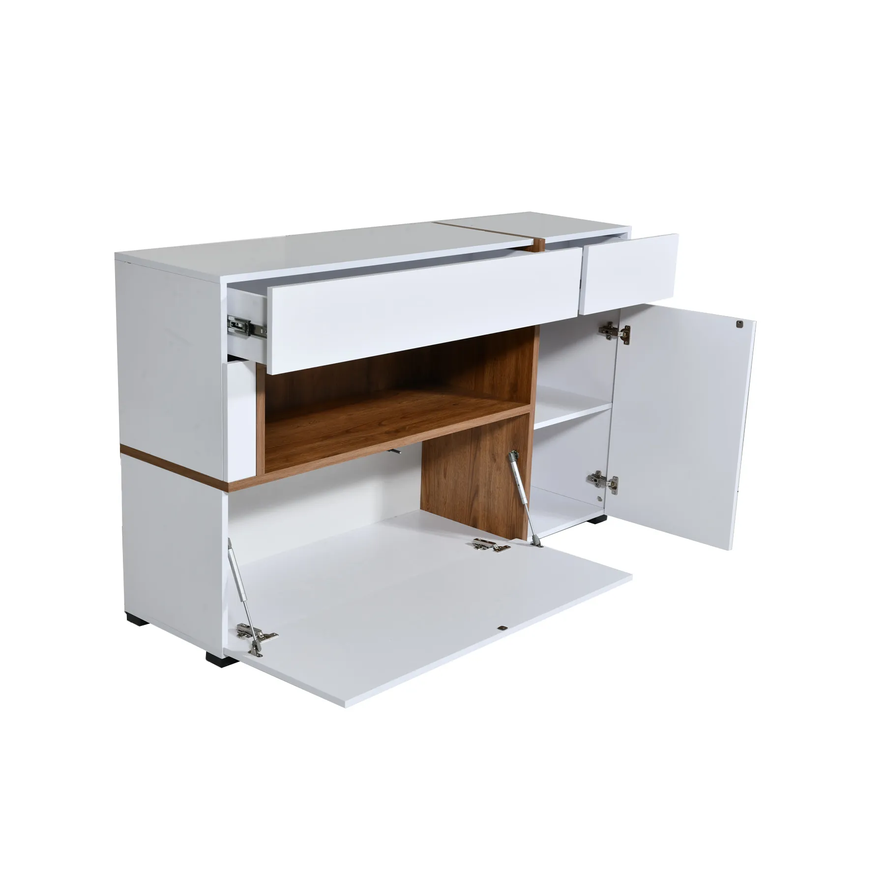 LINE-KOM1D2S1K-BFT-8 BUFFET WHITE/VERONA NUT