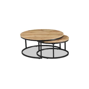 2PCS COFFEE TABLE OAK+BLK LEG