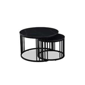 COFFEE TABLE 2PCS BLACK MARBLE