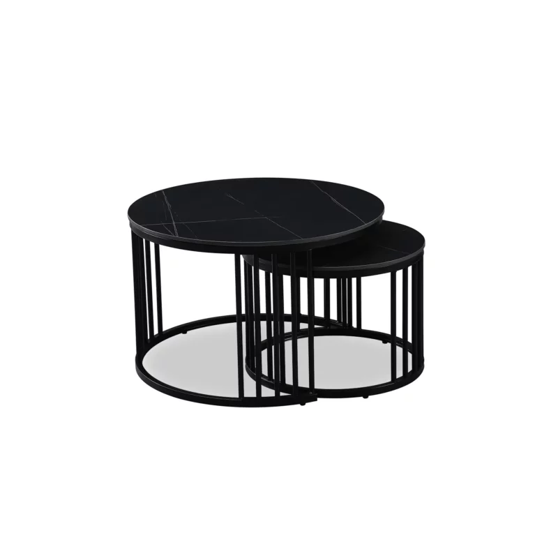 COFFEE TABLE 2PCS BLACK MARBLE