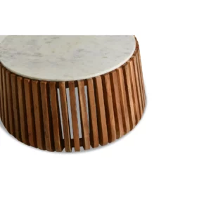 COFFEE TABLE WOOD MARBLE TOP