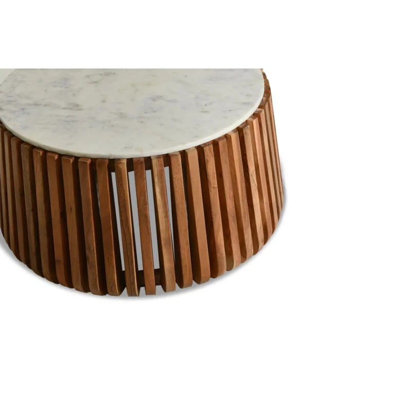 COFFEE TABLE WOOD MARBLE TOP