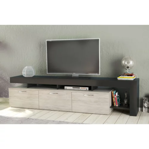 STEREO Anthracite Wood Effect TV Stand