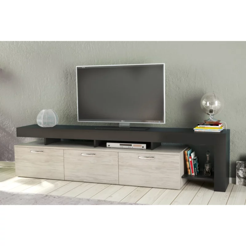 STEREO Anthracite Wood Effect TV Stand