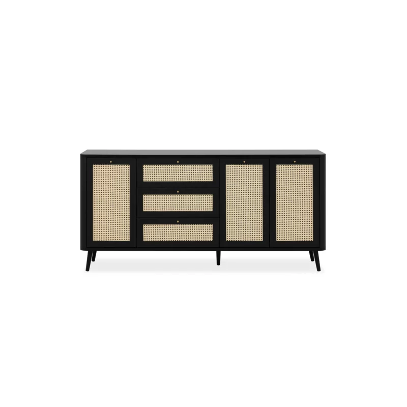 BUFFET KUTA51A BLK+RATTAN