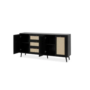 BUFFET KUTA51A BLK+RATTAN