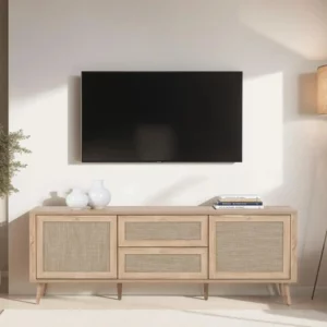 KUTA Sonoma Oak Rattan TV Stand