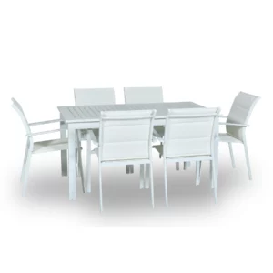 OUTDOOR DINING SET 1+6 WHITE