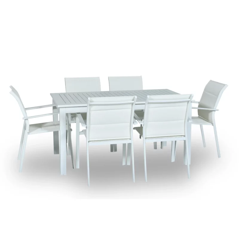 OUTDOOR DINING SET 1+6 WHITE