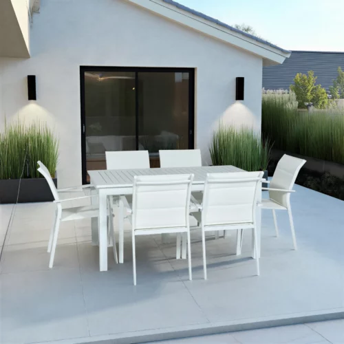 OUTDOOR DINING SET 1+6 WHITE