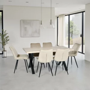 DINING SET 1+6 OAK+G062-12 BEG