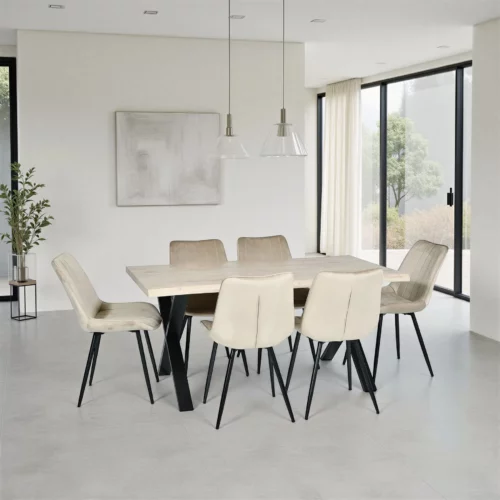 DINING SET 1+6 OAK+G062-12 BEG
