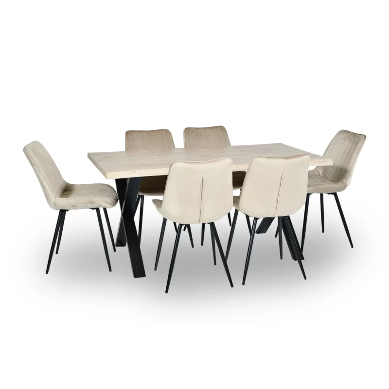 DINING SET 1+6 OAK+G062-12 BEG