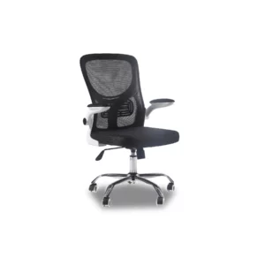 OFFICE CHAIR WHT+BLK CHRME LEG