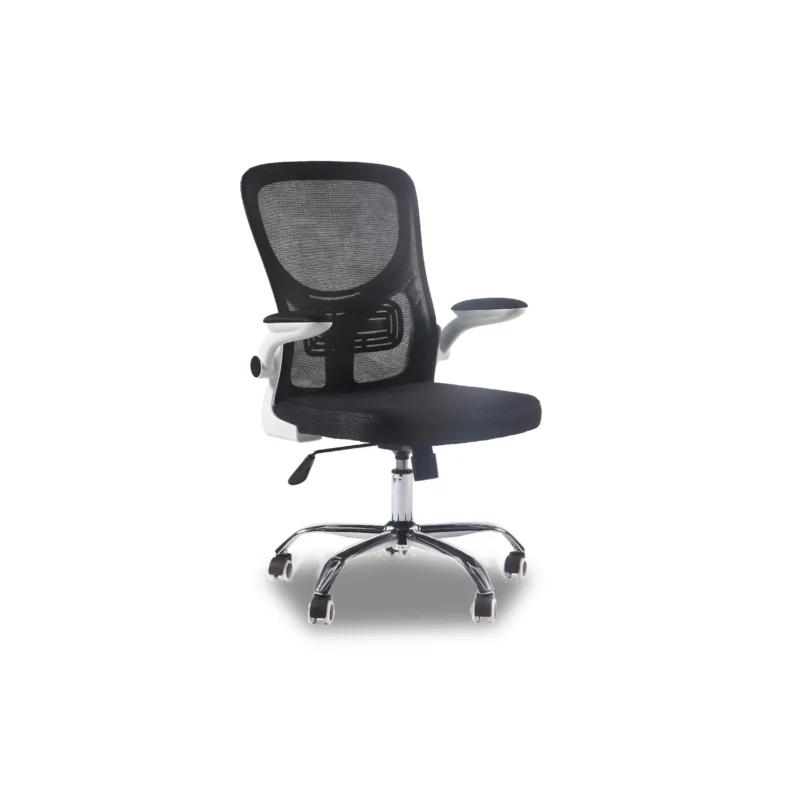 OFFICE CHAIR WHT+BLK CHRME LEG