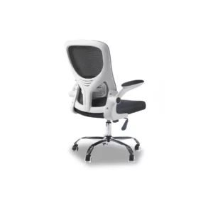 OFFICE CHAIR WHT+BLK CHRME LEG