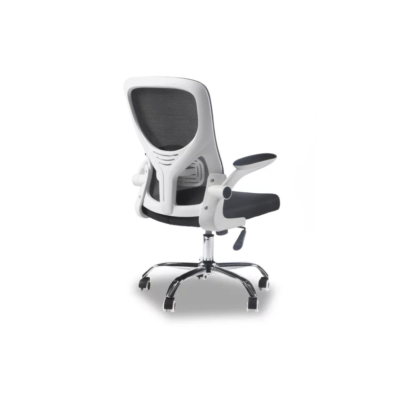 OFFICE CHAIR WHT+BLK CHRME LEG