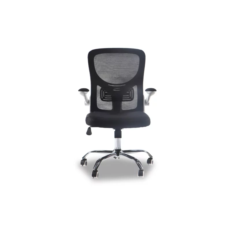 OFFICE CHAIR WHT+BLK CHRME LEG