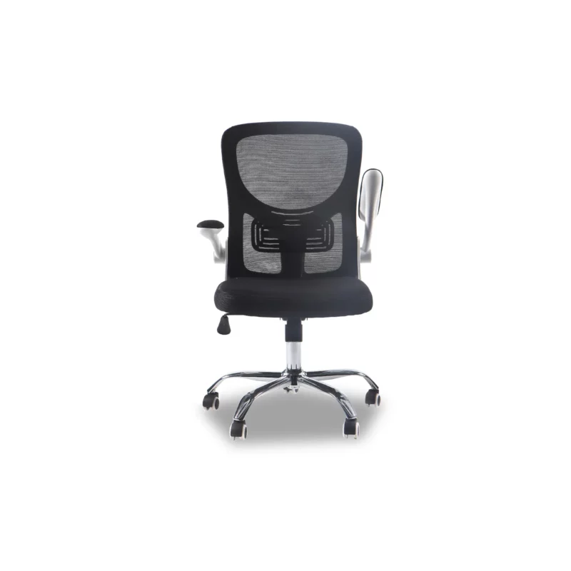 OFFICE CHAIR WHT+BLK CHRME LEG