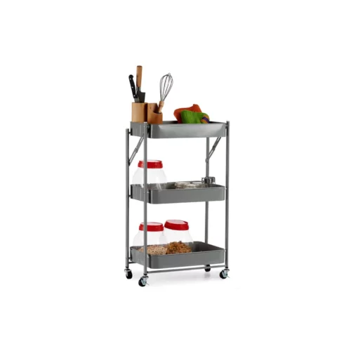 3 FOLDABLE GREY STORAGE CART