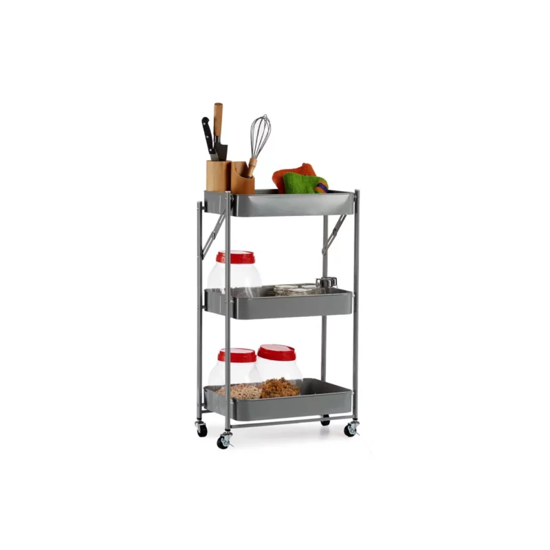 3 FOLDABLE GREY STORAGE CART