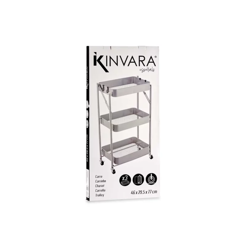3 FOLDABLE GREY STORAGE CART