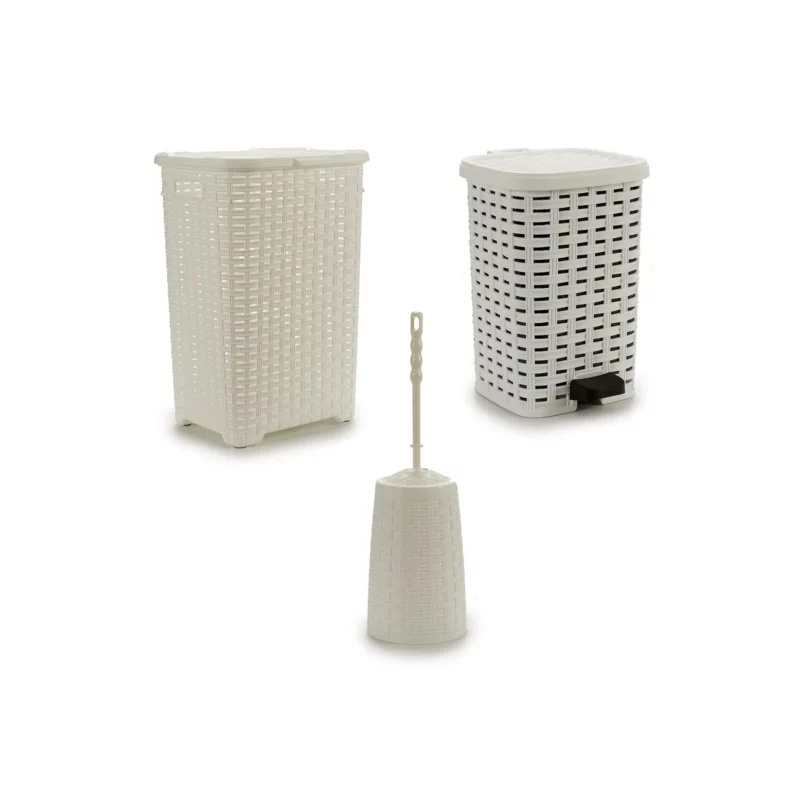 SET 3 PCS TOILET RATTAN WHITE