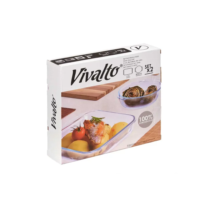 SET 2 BOROSIL TRAYS 800 1800ML