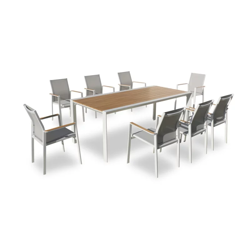 OUTDOOR DNG SET 1+8 ALUM WHITE