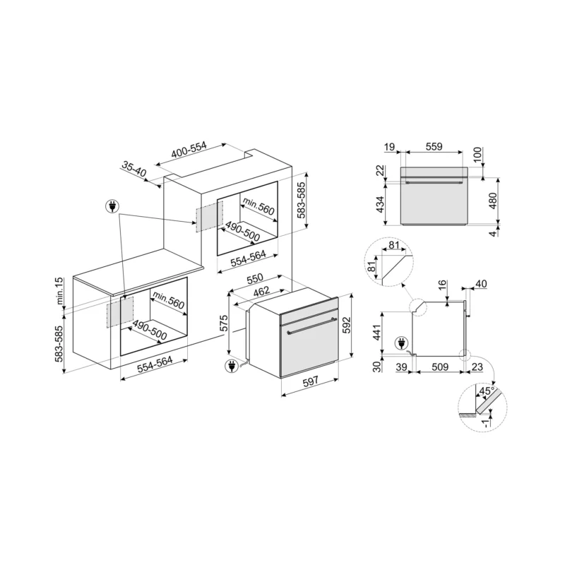 SF800PO SF800PO OVEN 60CM CREAM
