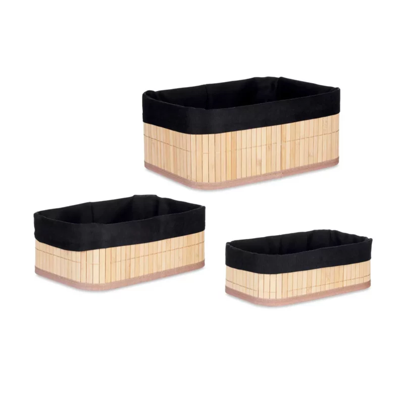 SET 3 BAMBOO RECT BLACK BAMBOO