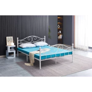 AS2637-white-1 Judi 5ft Metal Bed Frame (White)