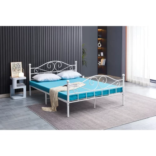 AS2637-white-1 Judi 5ft Metal Bed Frame (White)